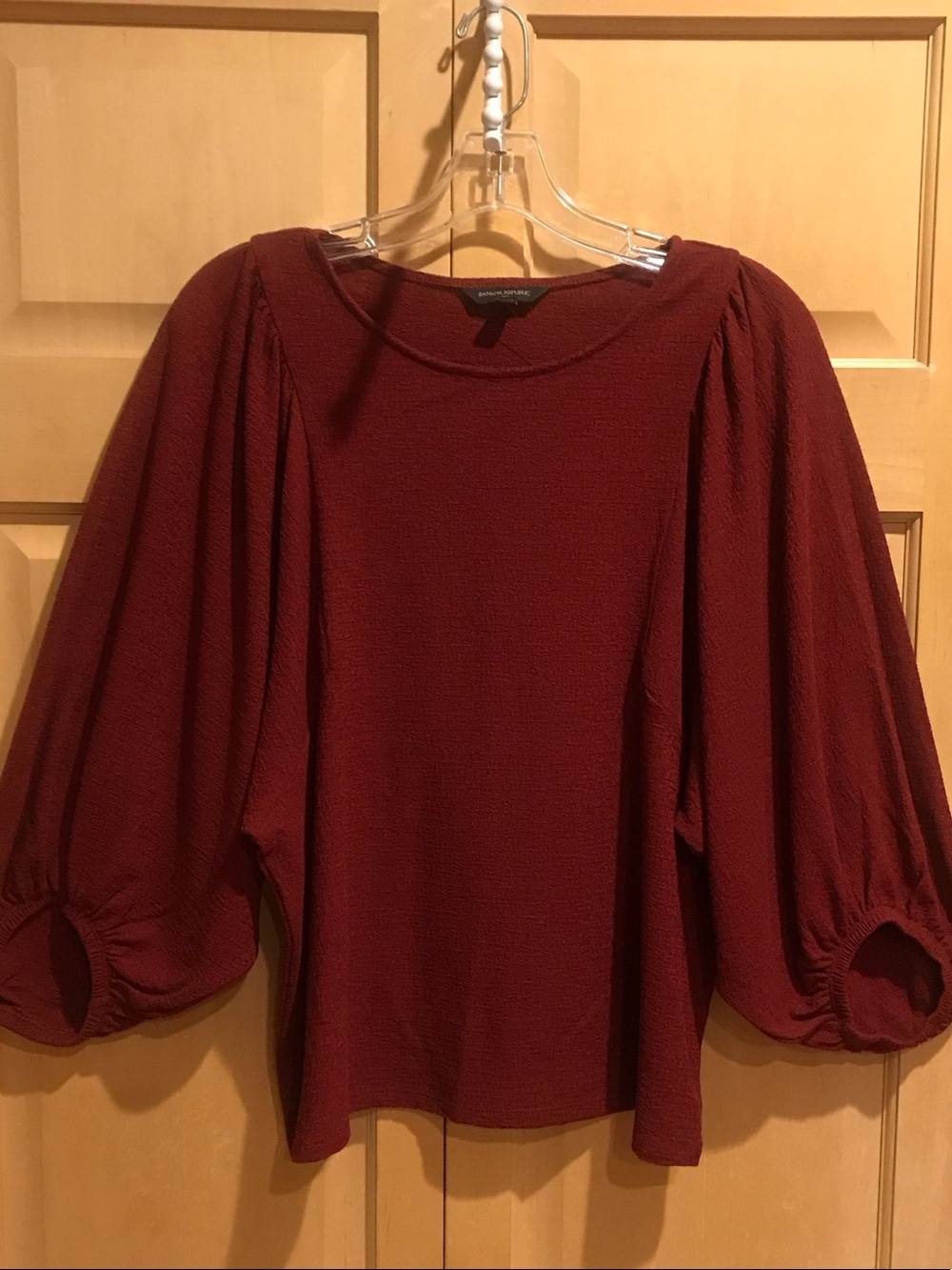 New Banana Republic Wine Red Puff Sleeve Blouse